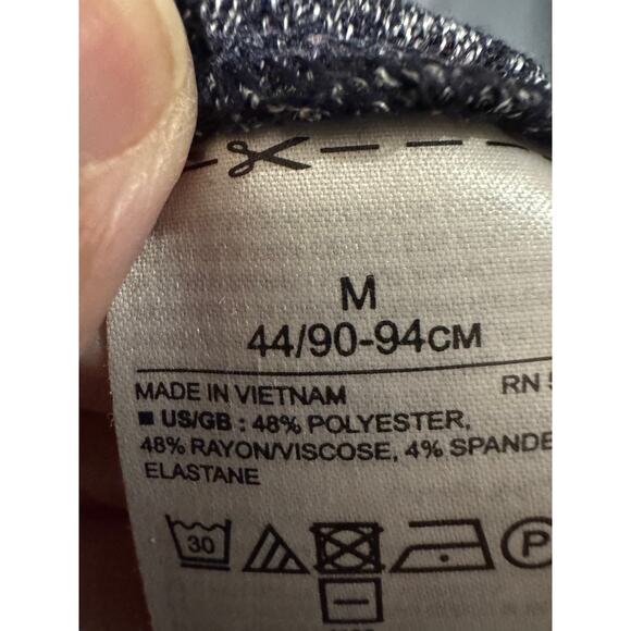 Banana Republic Sweater Black/White Open Front Tiered Long Sleeve Wrap Size M - Picture 6 of 6